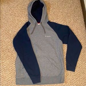 Gray and navy blue Columbia sweatshirt